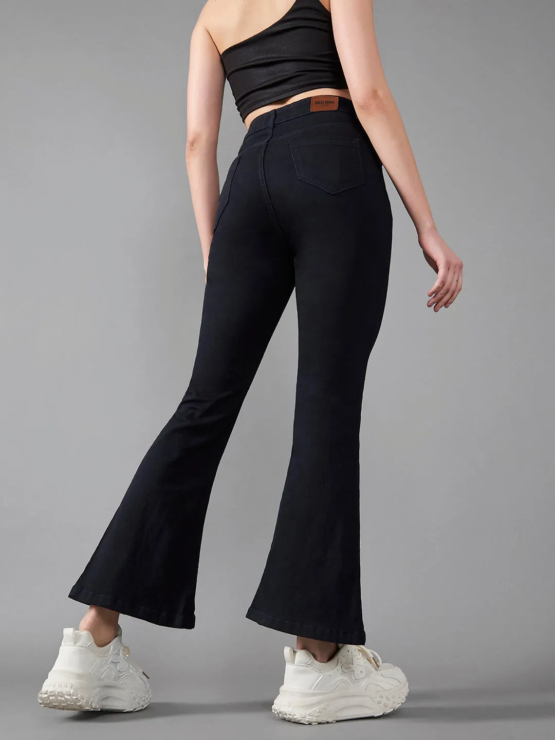 24/7 Comfort Black Bell-Bottom Bootcut Hourglass High-Rise Stretchable Denim Jeans