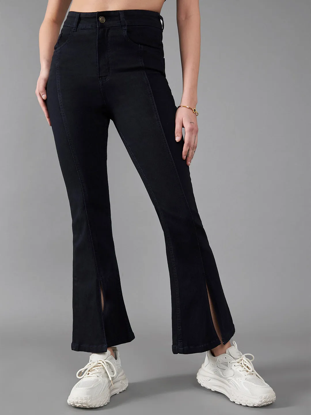 24/7 Comfort Black Bell-Bottom Bootcut Hourglass High-Rise Stretchable Denim Jeans