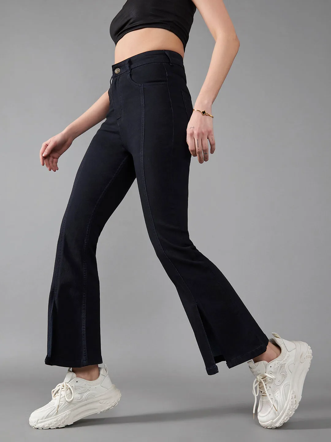 24/7 Comfort Black Bell-Bottom Bootcut Hourglass High-Rise Stretchable Denim Jeans