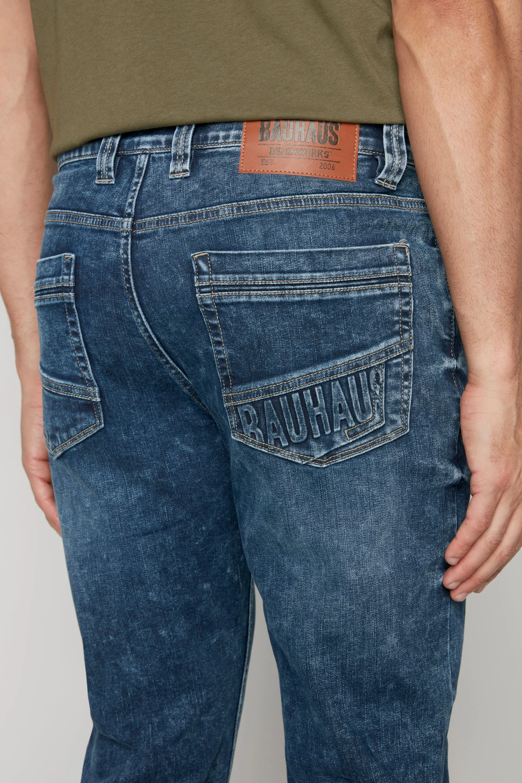 ALLAN (3011 Series) - Classic 5 Pocket Bootcut Jean - Dark Blue Acid Wash