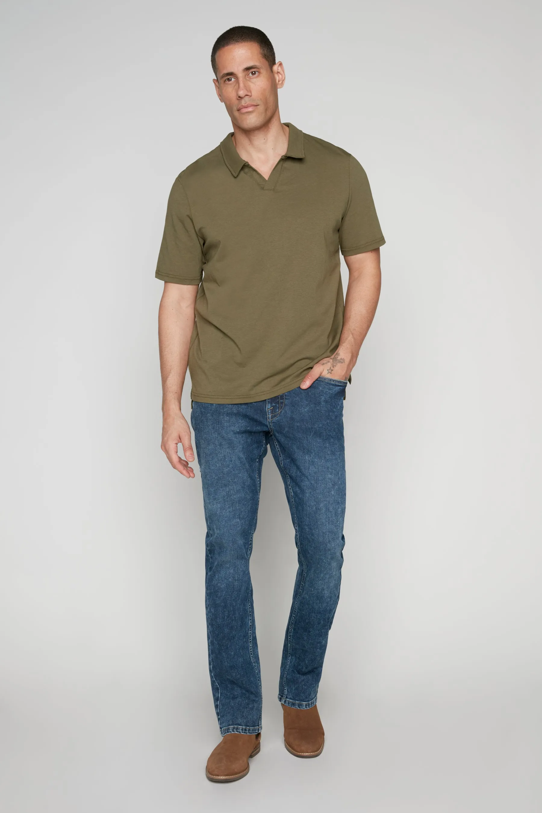 ALLAN (3011 Series) - Classic 5 Pocket Bootcut Jean - Dark Blue Acid Wash