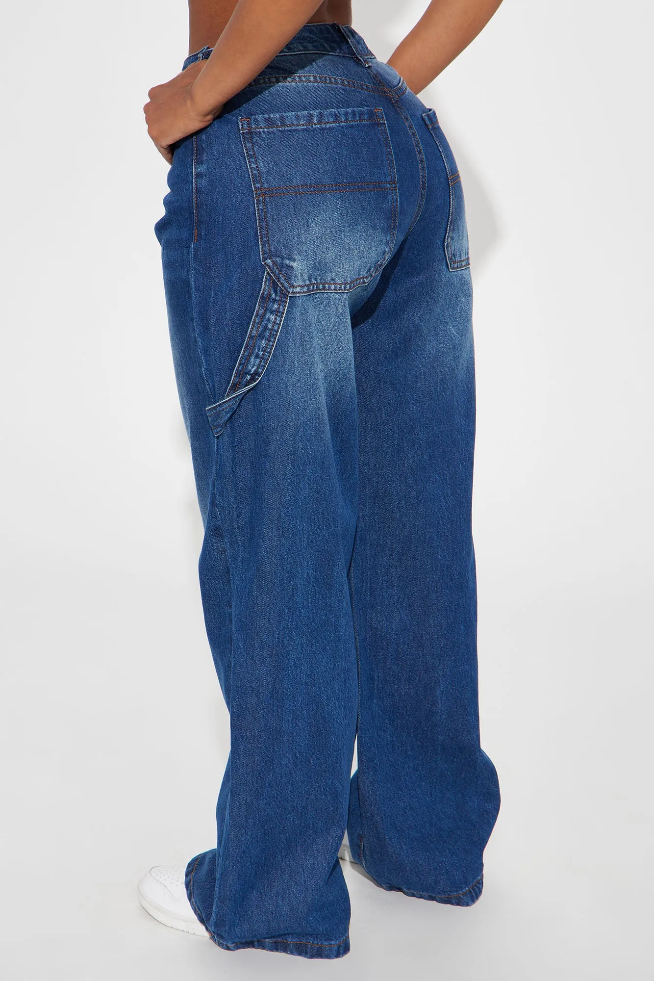 Apply The Pressure  Carpenter Baggy Jeans - Dark Wash