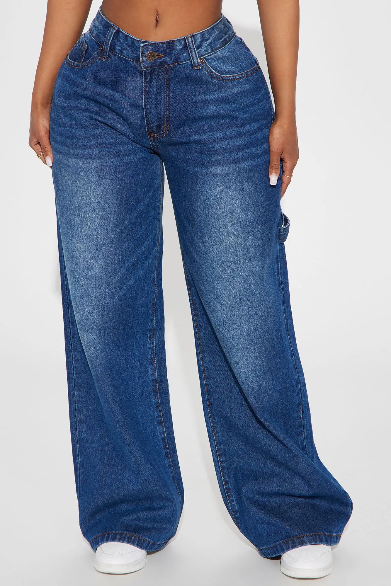Apply The Pressure  Carpenter Baggy Jeans - Dark Wash