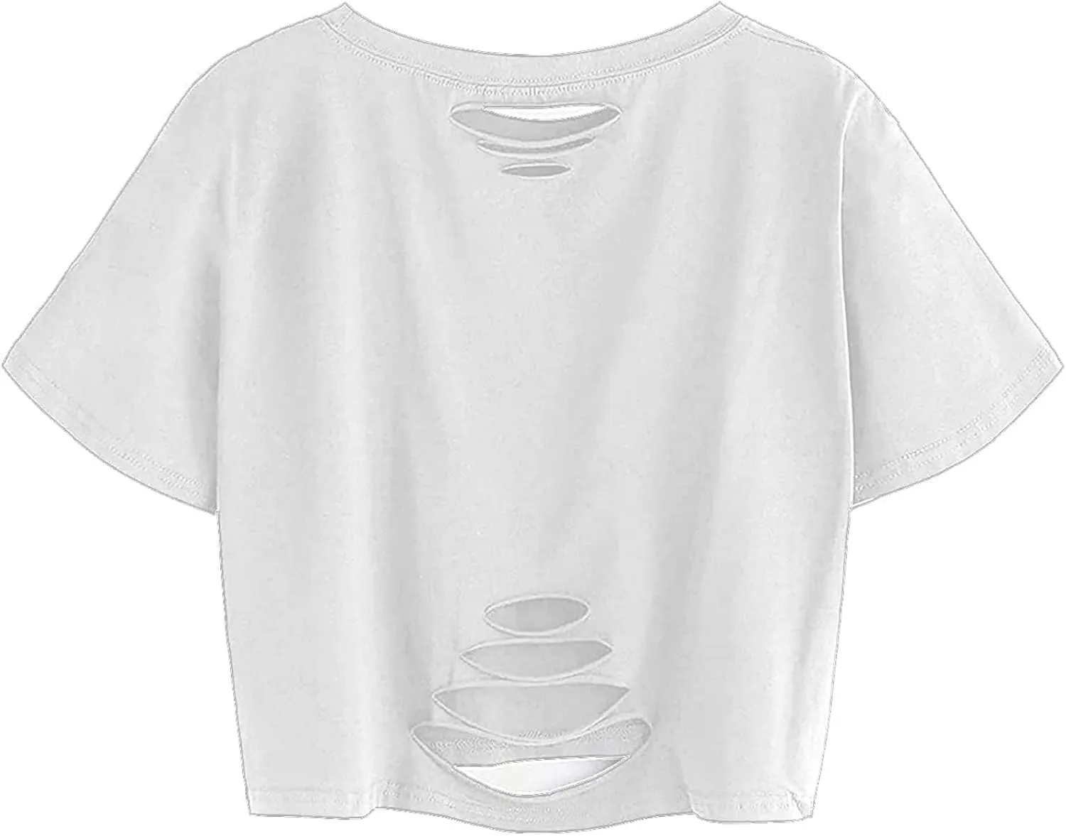 Avanova Women Tie Dye Graphic Ripped Tee Shirt Oversized Short Sleeve Distressed Crop Top