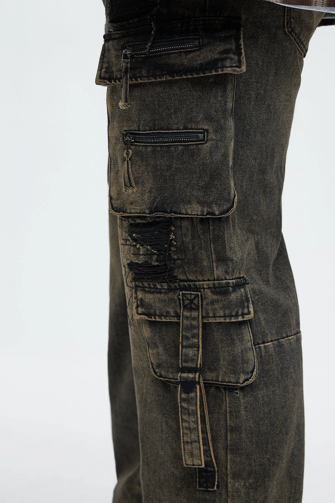 Baggy Mission Ready Cargo Jeans - Black Wash