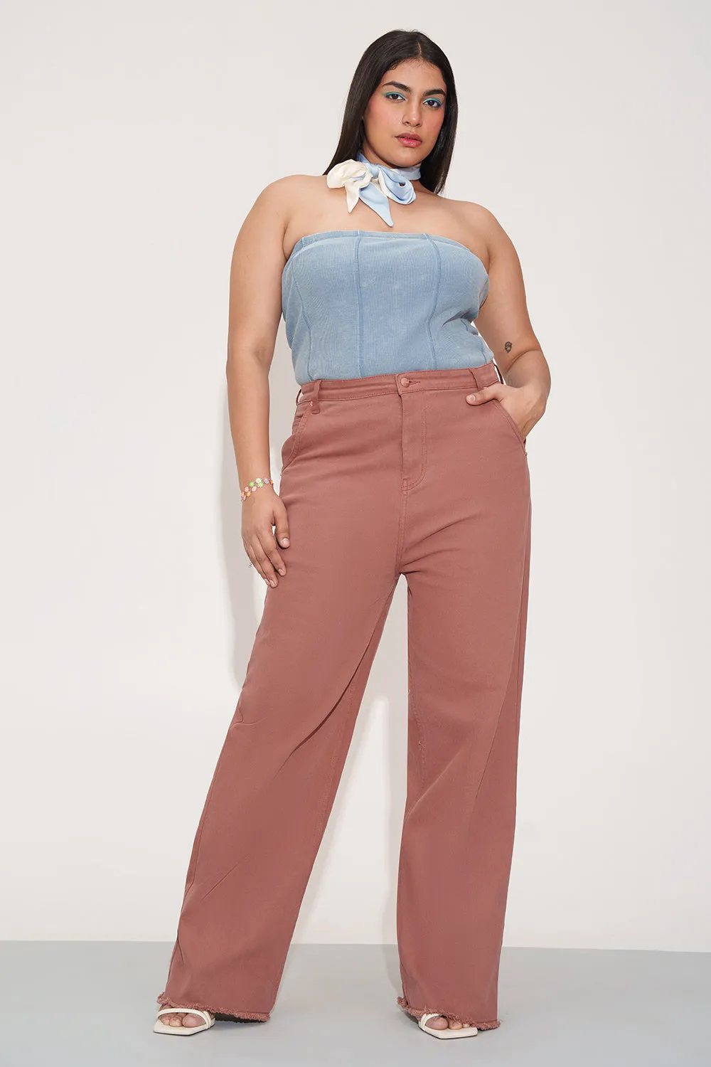 Burnt Blush Curve Straight Fit Jeans