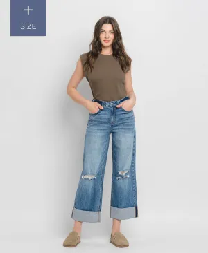 Curvy Lovervet Super High Rise Cuffed Baggy Wide Leg Jean