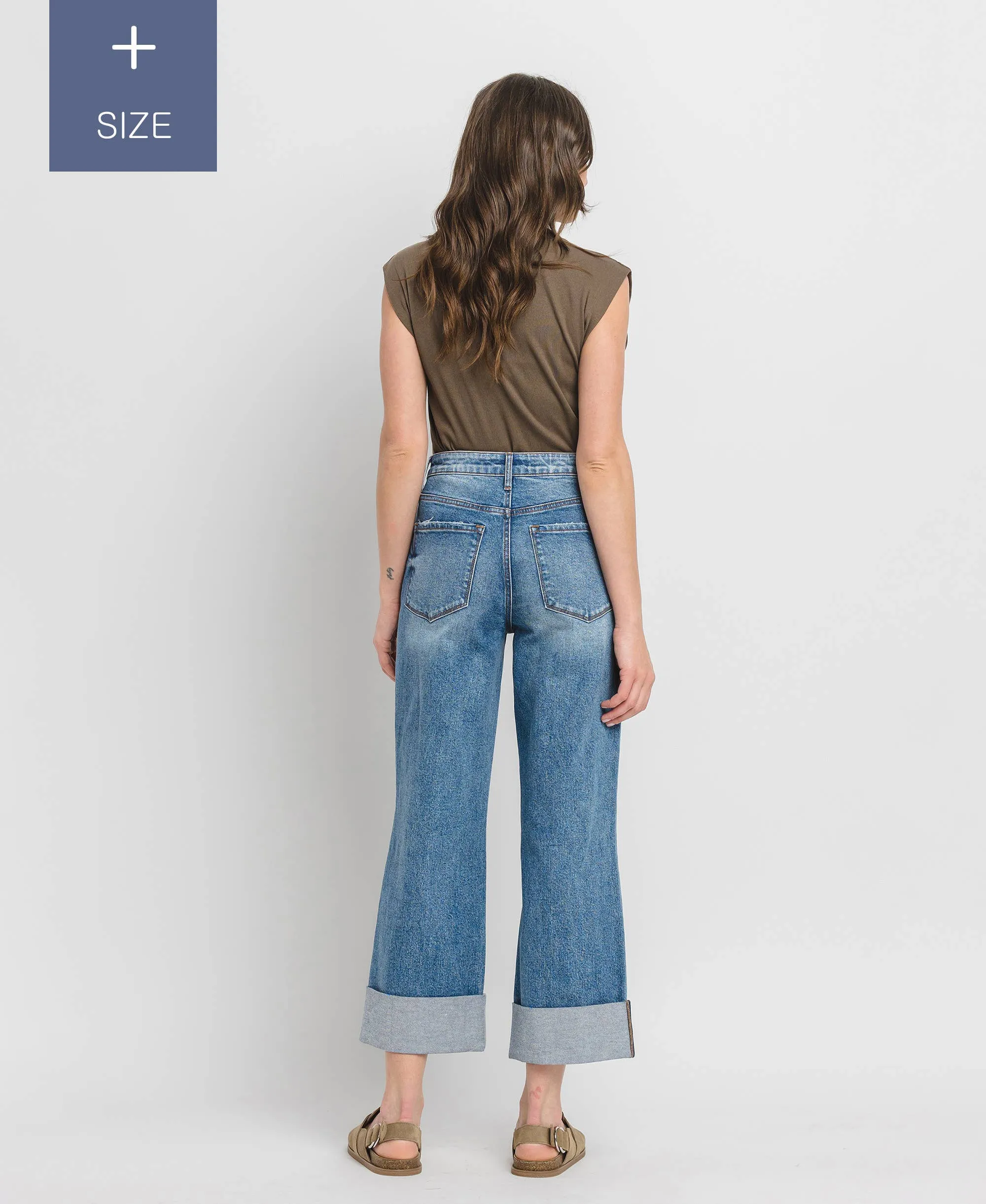 Curvy Lovervet Super High Rise Cuffed Baggy Wide Leg Jean