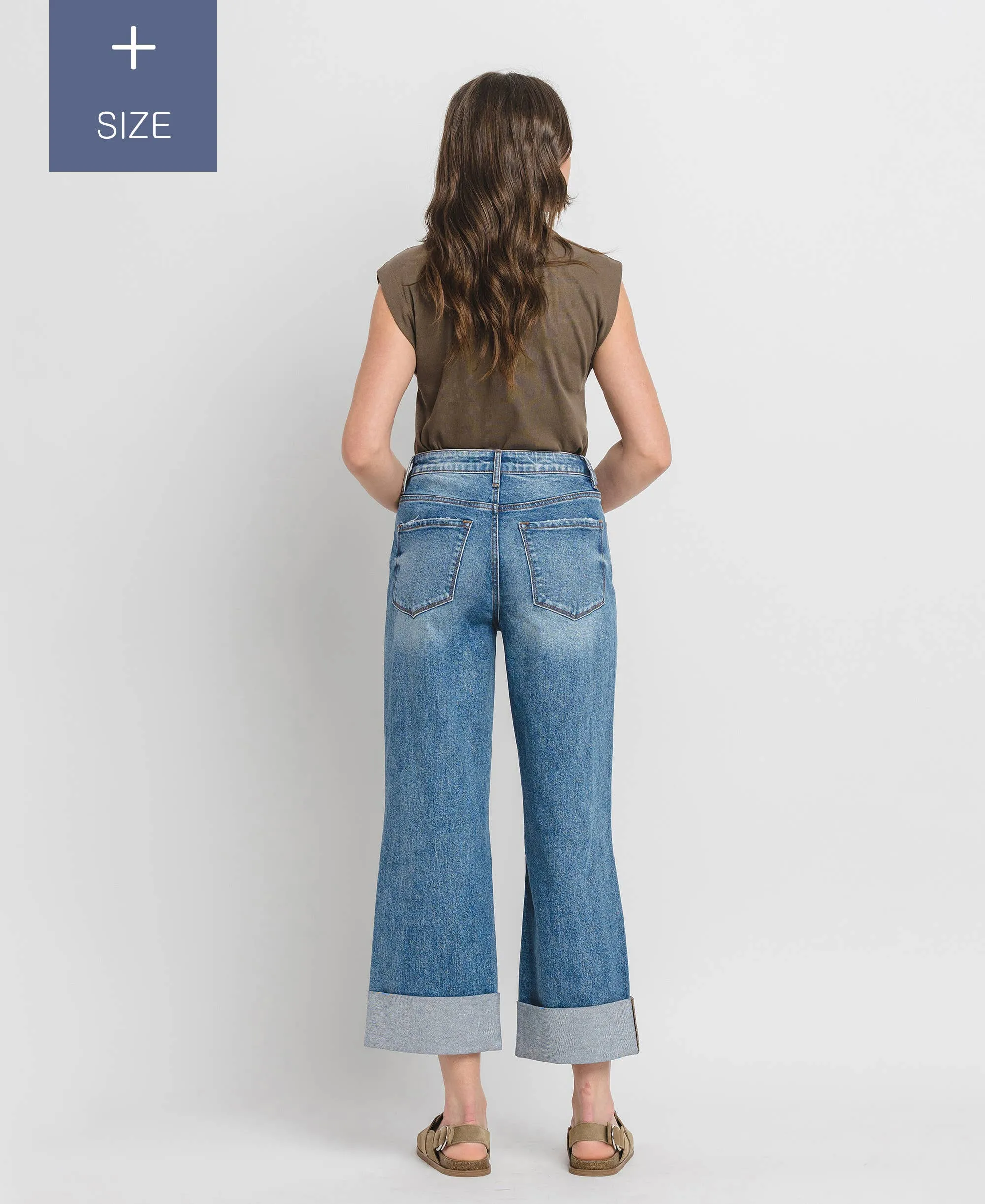 Curvy Lovervet Super High Rise Cuffed Baggy Wide Leg Jean