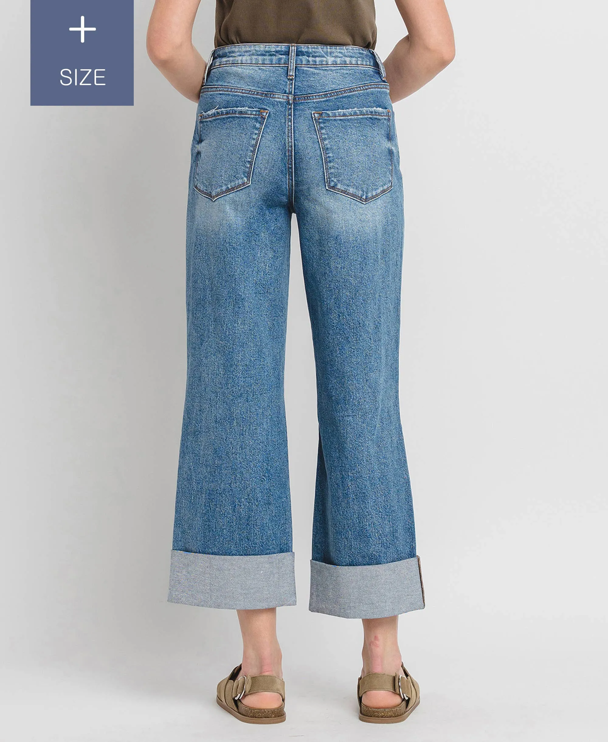 Curvy Lovervet Super High Rise Cuffed Baggy Wide Leg Jean