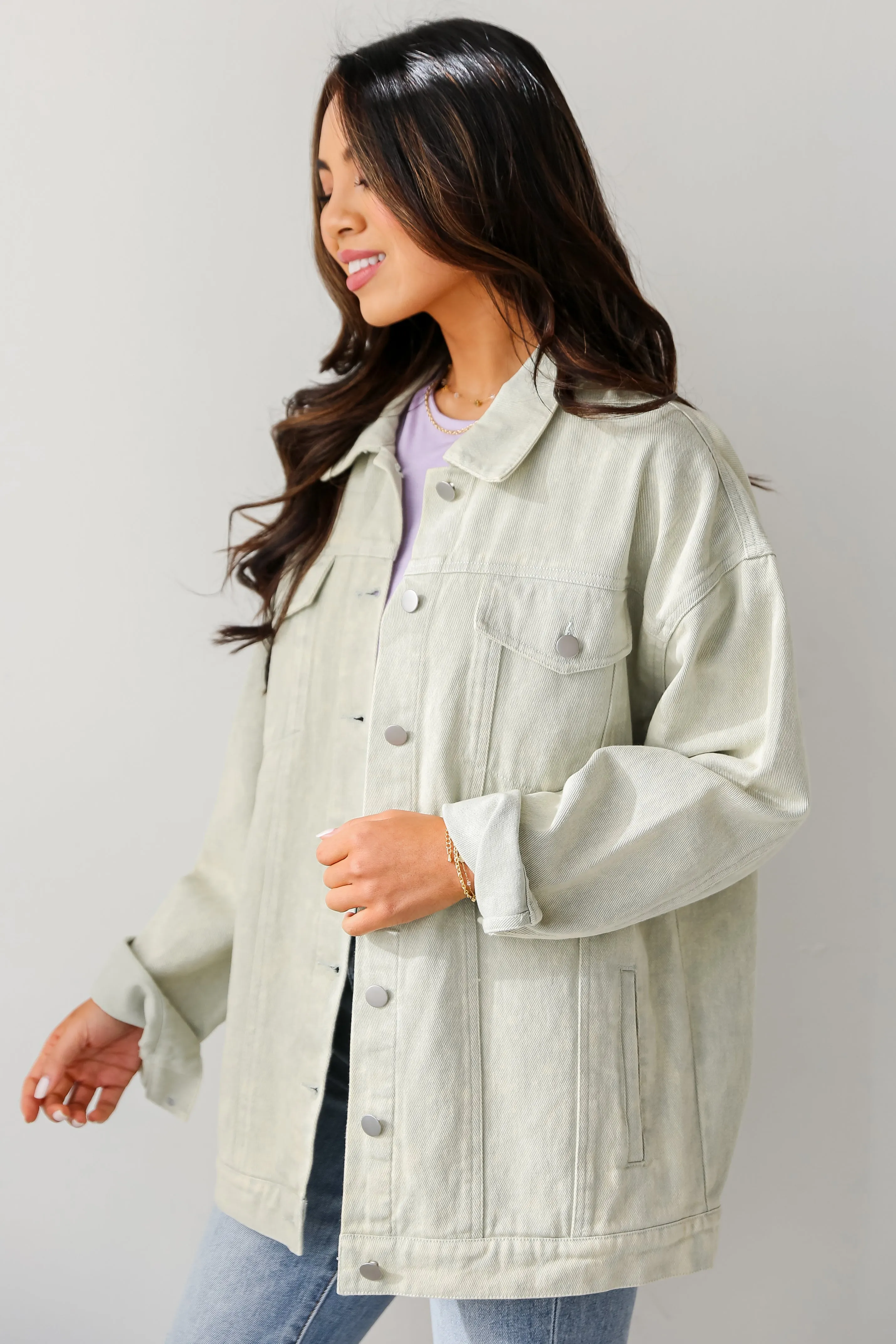 FINAL SALE - Sage "Lucky" Denim Jacket