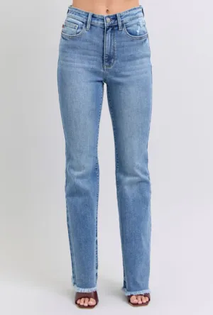 Judy Blue HW Bootcut Jeans with Fray Hem