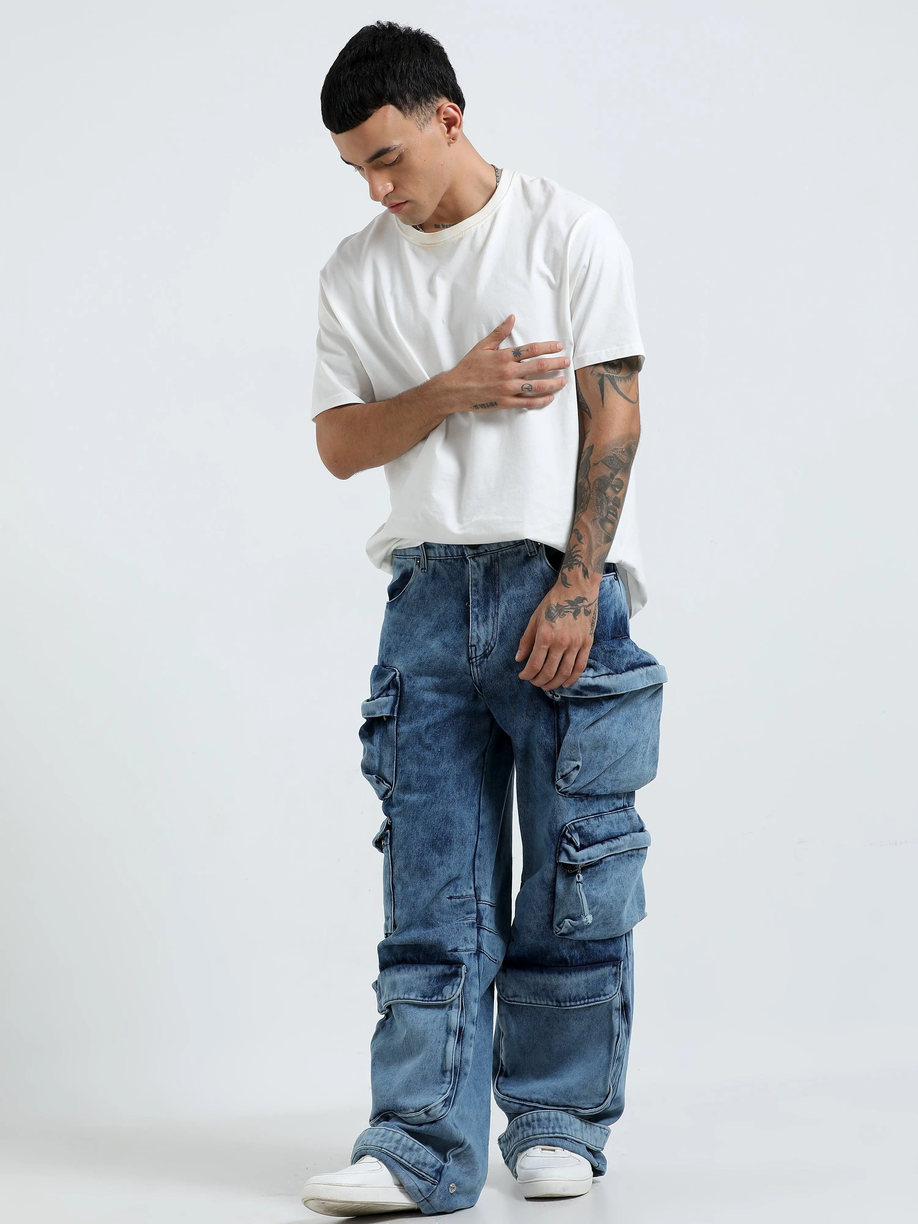 Kola - Baggy 10 Pocket Cargo Jeans- Blue