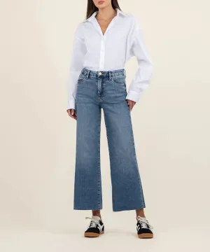 Kut from the Kloth Meg High Rise Fab AB Wide Leg Raw Hem In Gripping