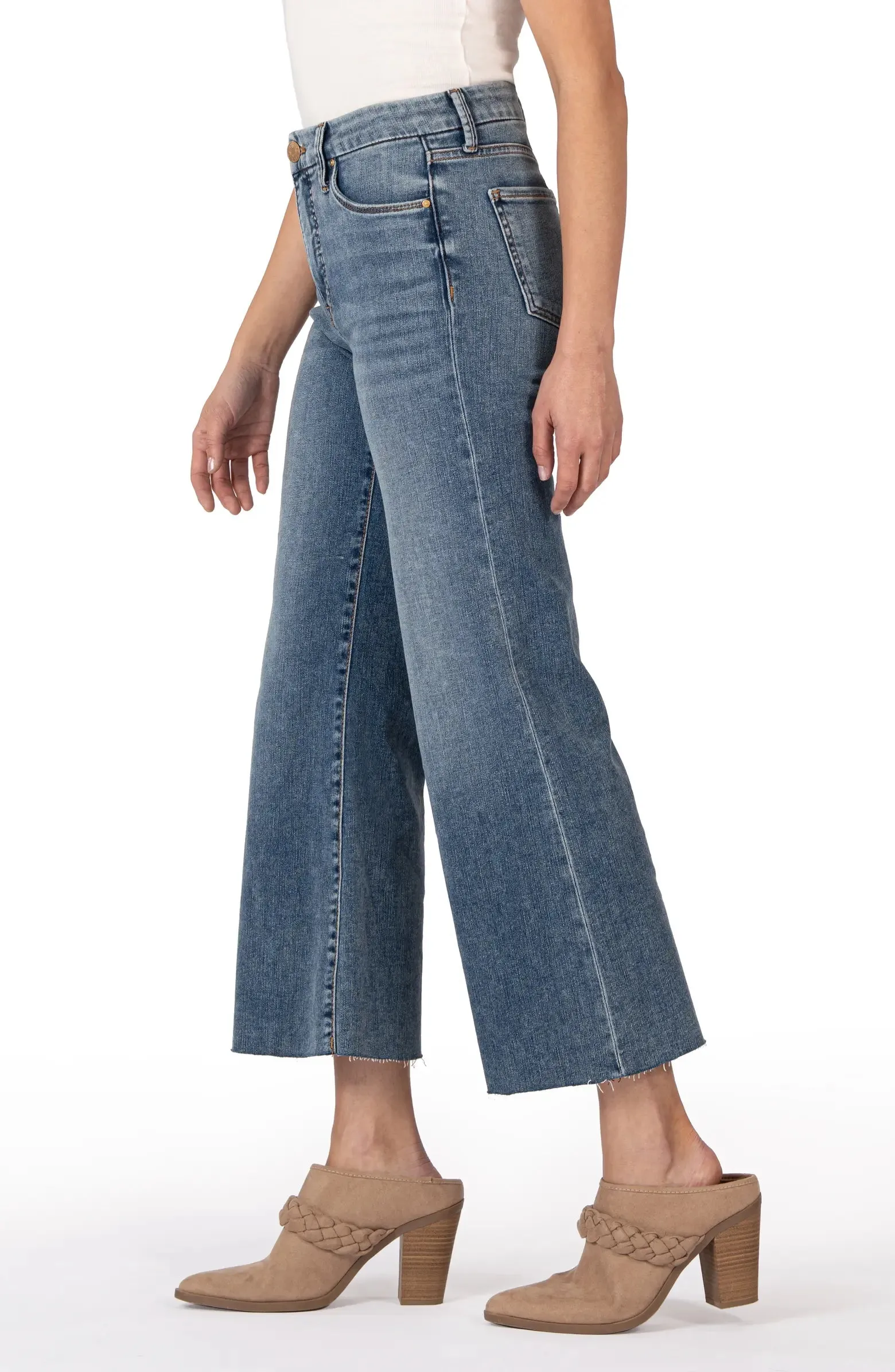 Kut from the Kloth Meg High Rise Fab AB Wide Leg Raw Hem In Gripping