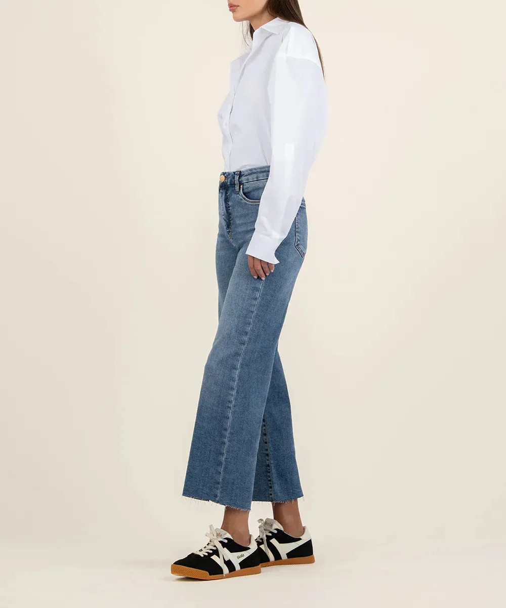 Kut from the Kloth Meg High Rise Fab AB Wide Leg Raw Hem In Gripping