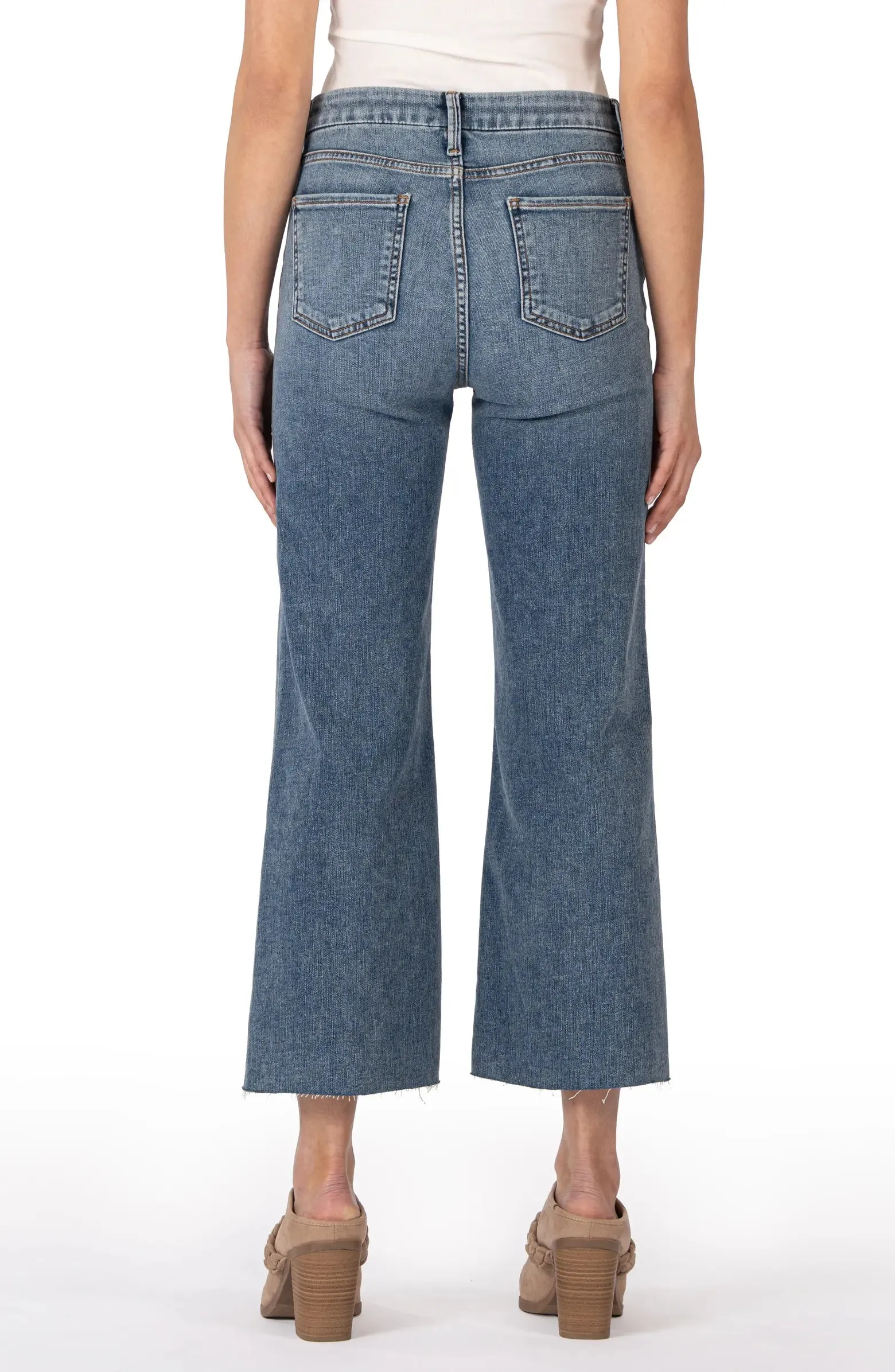 Kut from the Kloth Meg High Rise Fab AB Wide Leg Raw Hem In Gripping