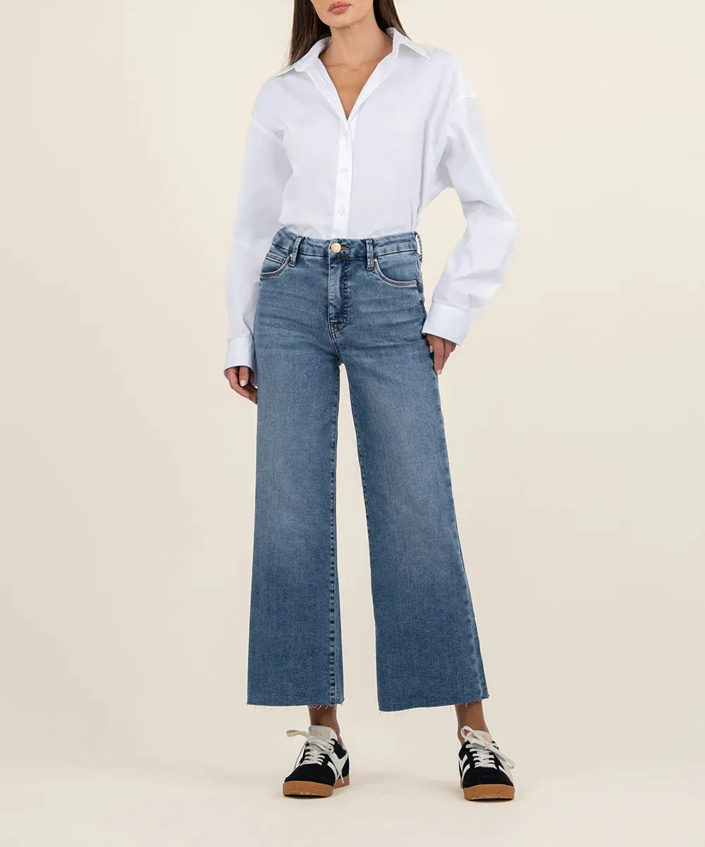 Kut from the Kloth Meg High Rise Fab AB Wide Leg Raw Hem In Gripping