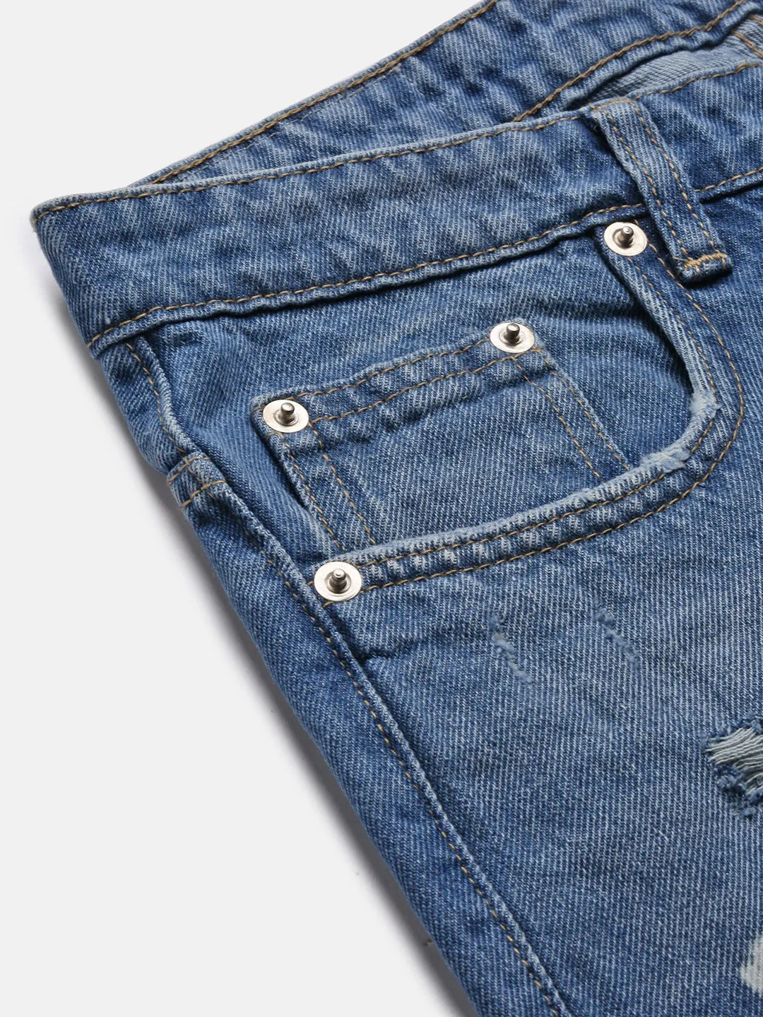 Men Blue Ripped & Splattered Mid-Wash Jeans