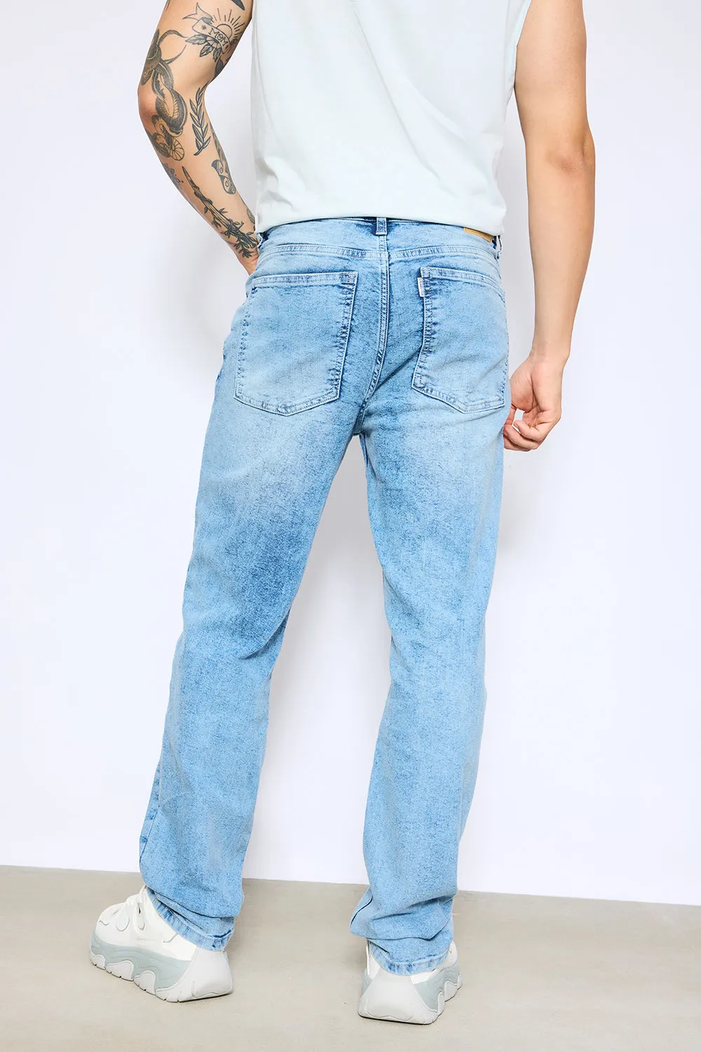 Men's Ice Blue Straight Fit Jeans