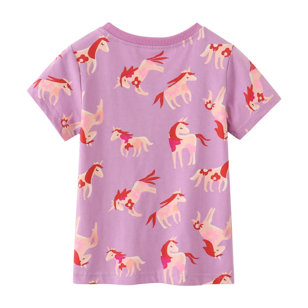 Pink  Cartoon Short-Sleeved T-Shirt