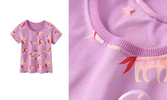 Pink  Cartoon Short-Sleeved T-Shirt