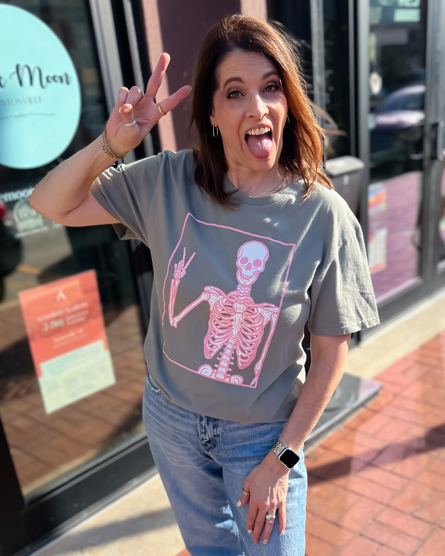 Pink Skeleton Graphic T-shirt