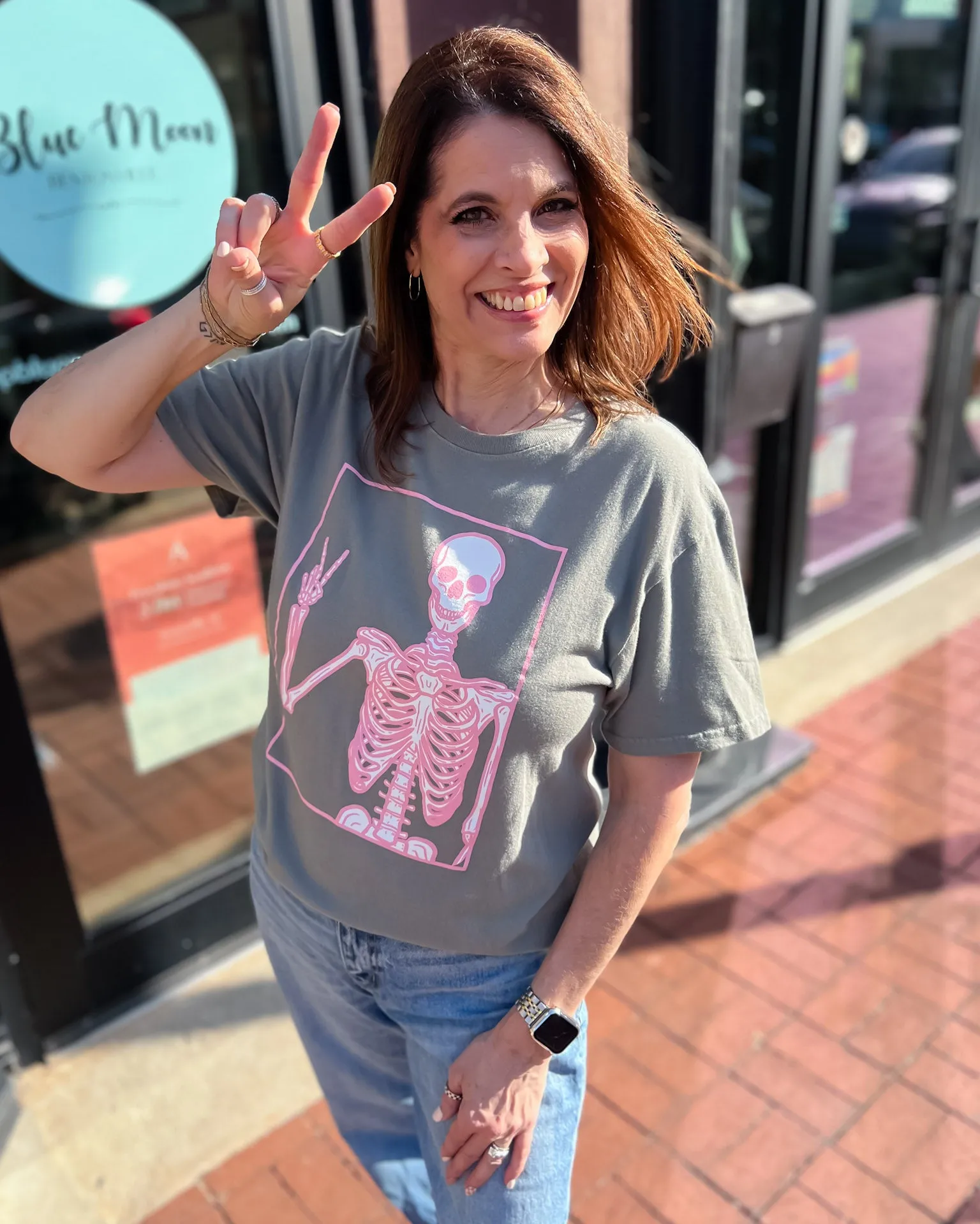 Pink Skeleton Graphic T-shirt