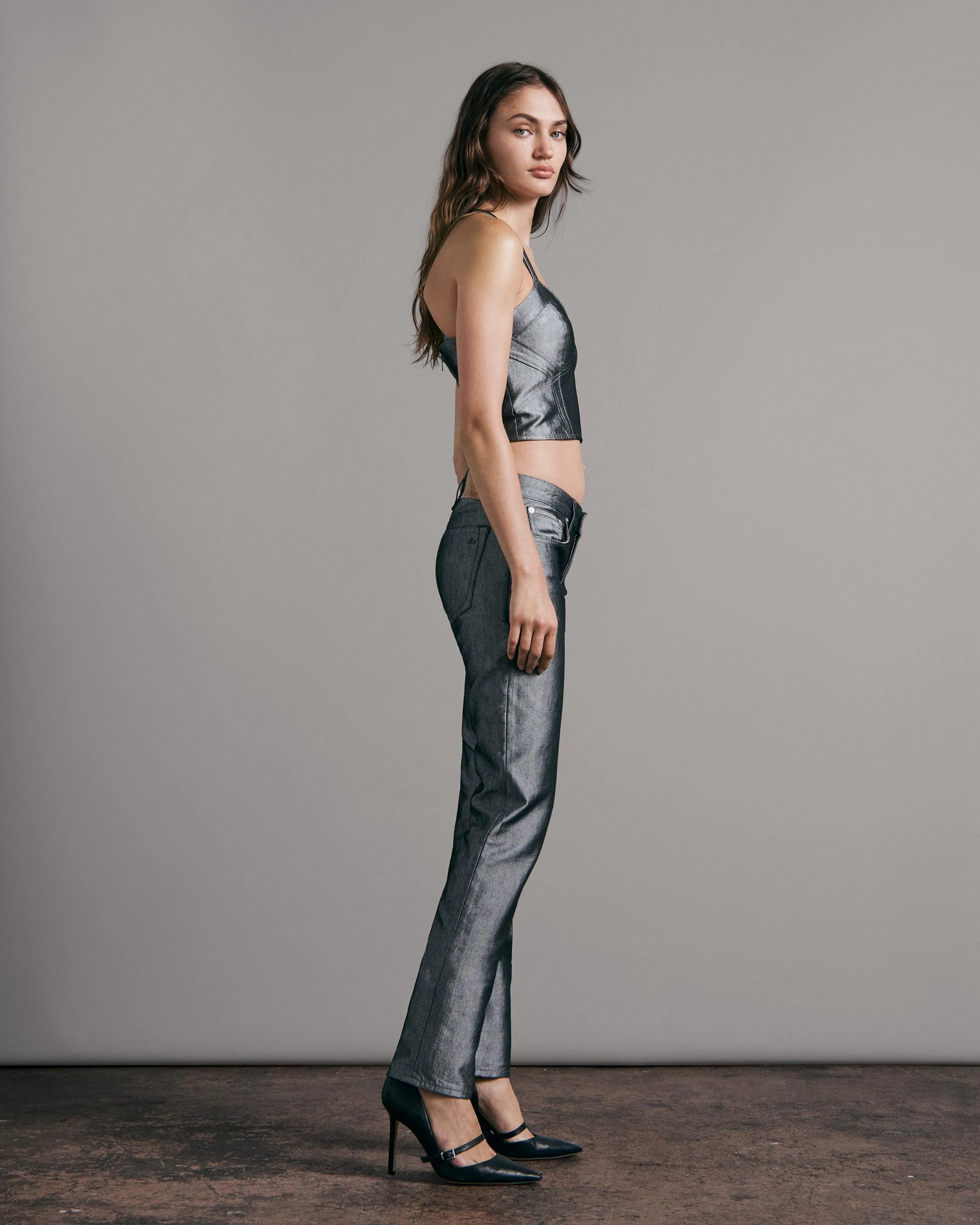 Piper Shine Low-Rise Straight Jeans