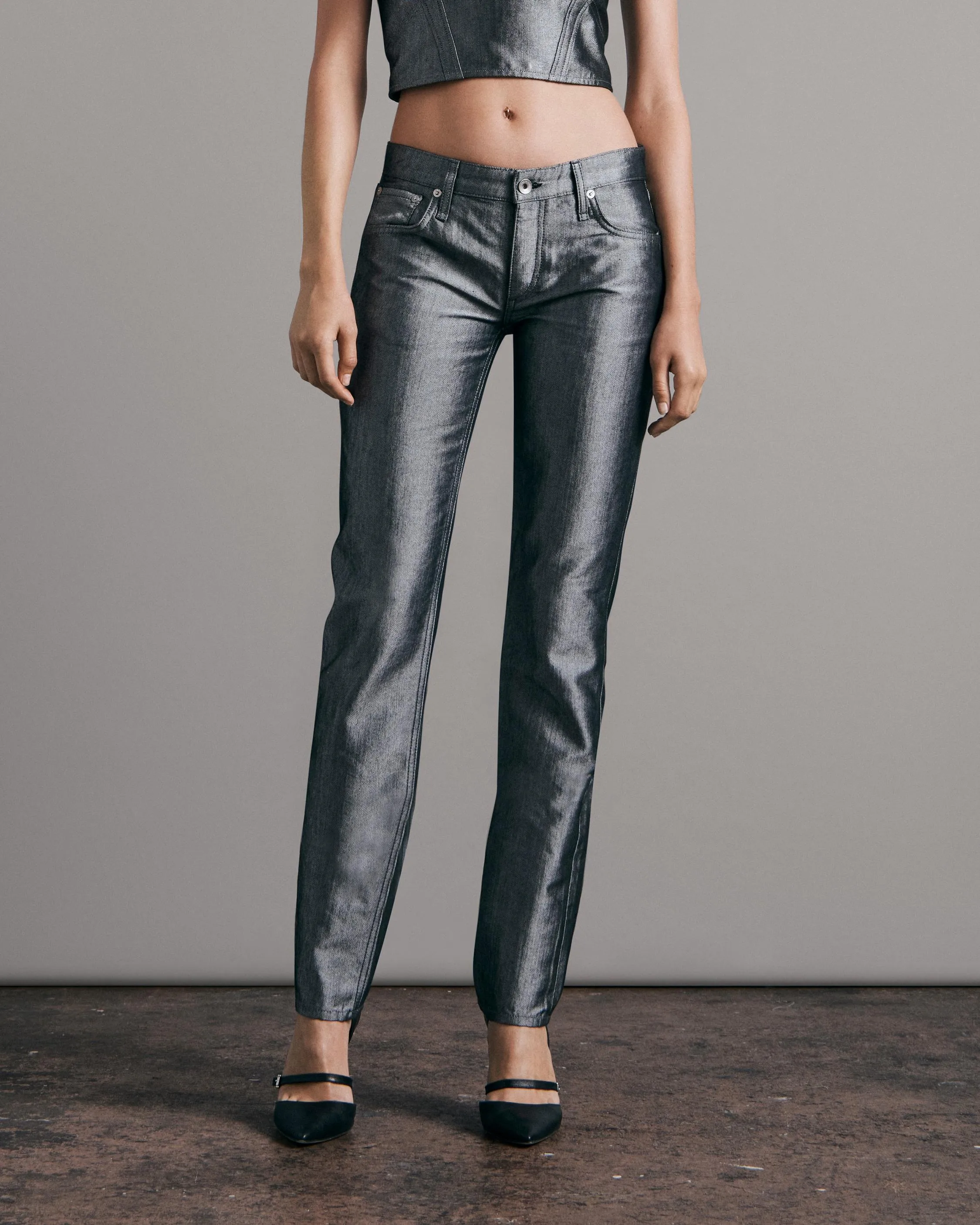 Piper Shine Low-Rise Straight Jeans