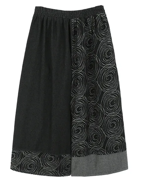 Pre Order:  Swirly Patchwork Denim Wide Pants