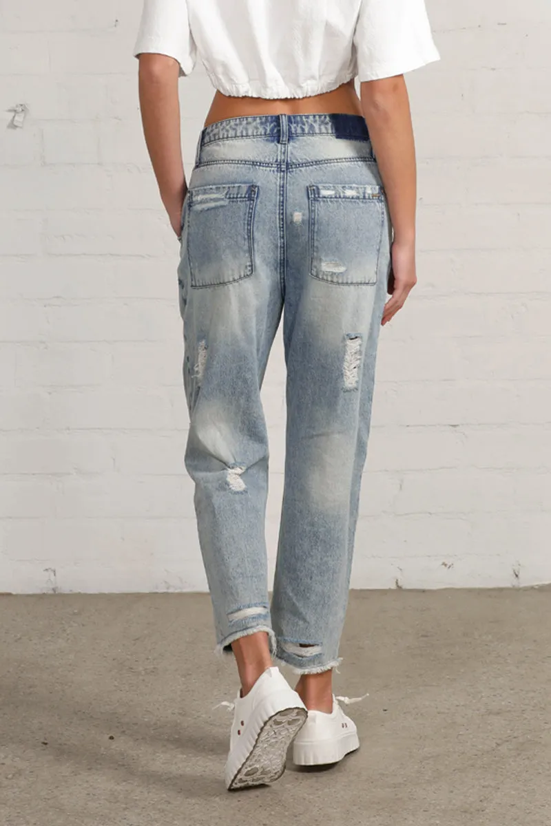 Slouch Vintage Patched Work Jeans