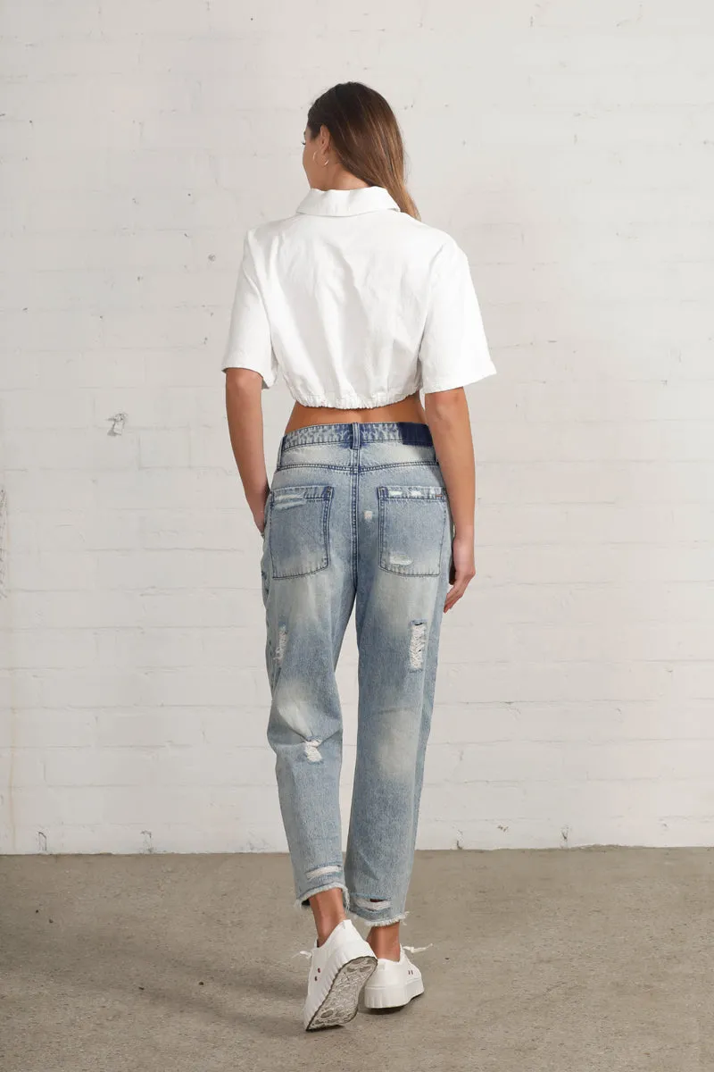Slouch Vintage Patched Work Jeans