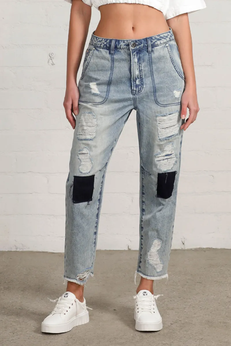 Slouch Vintage Patched Work Jeans