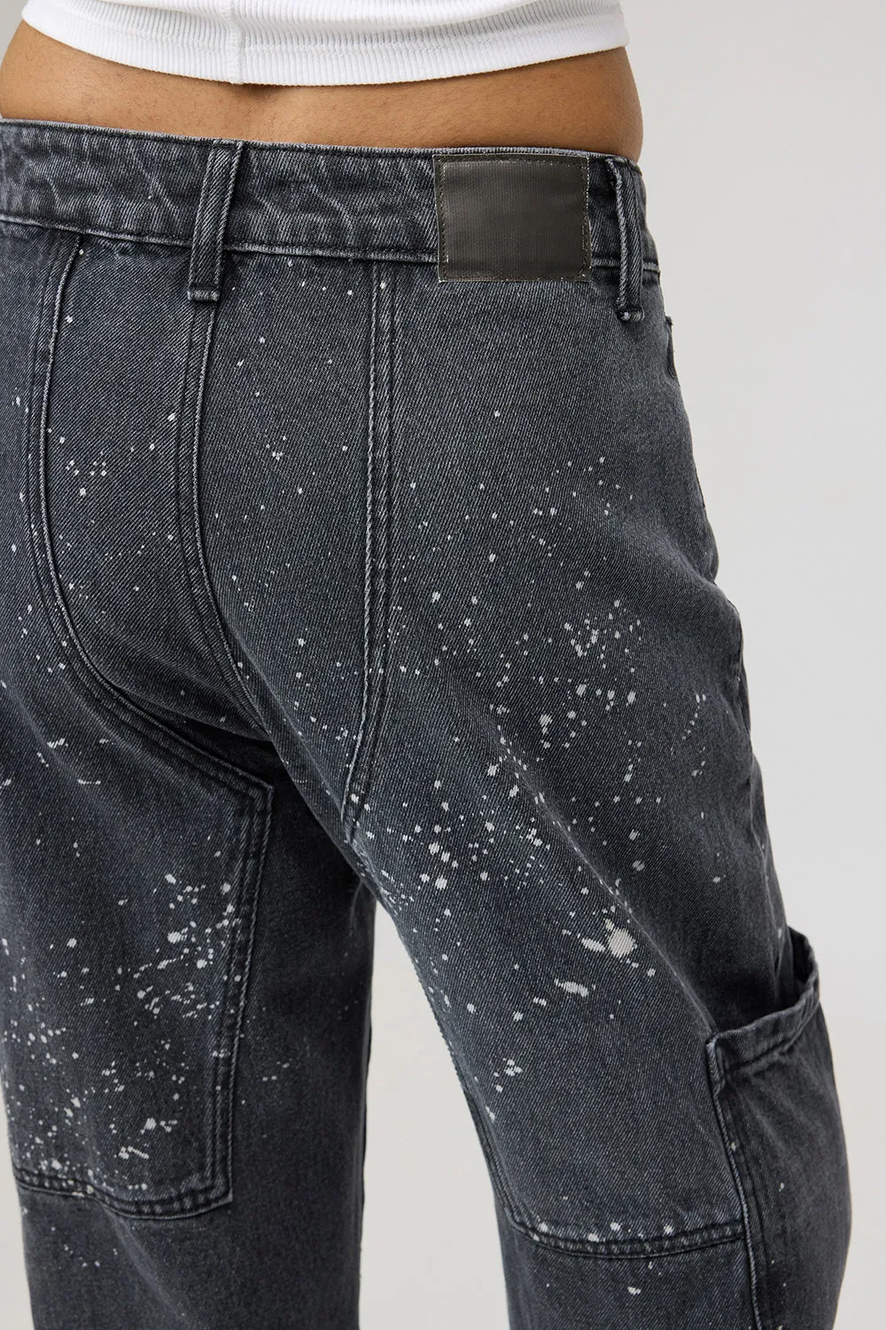 Sprayed Black Straight Fit Jeans