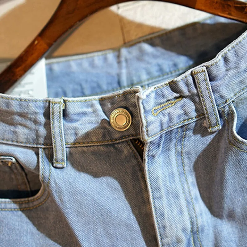 Street Style Short Pocket Cargo Jeans