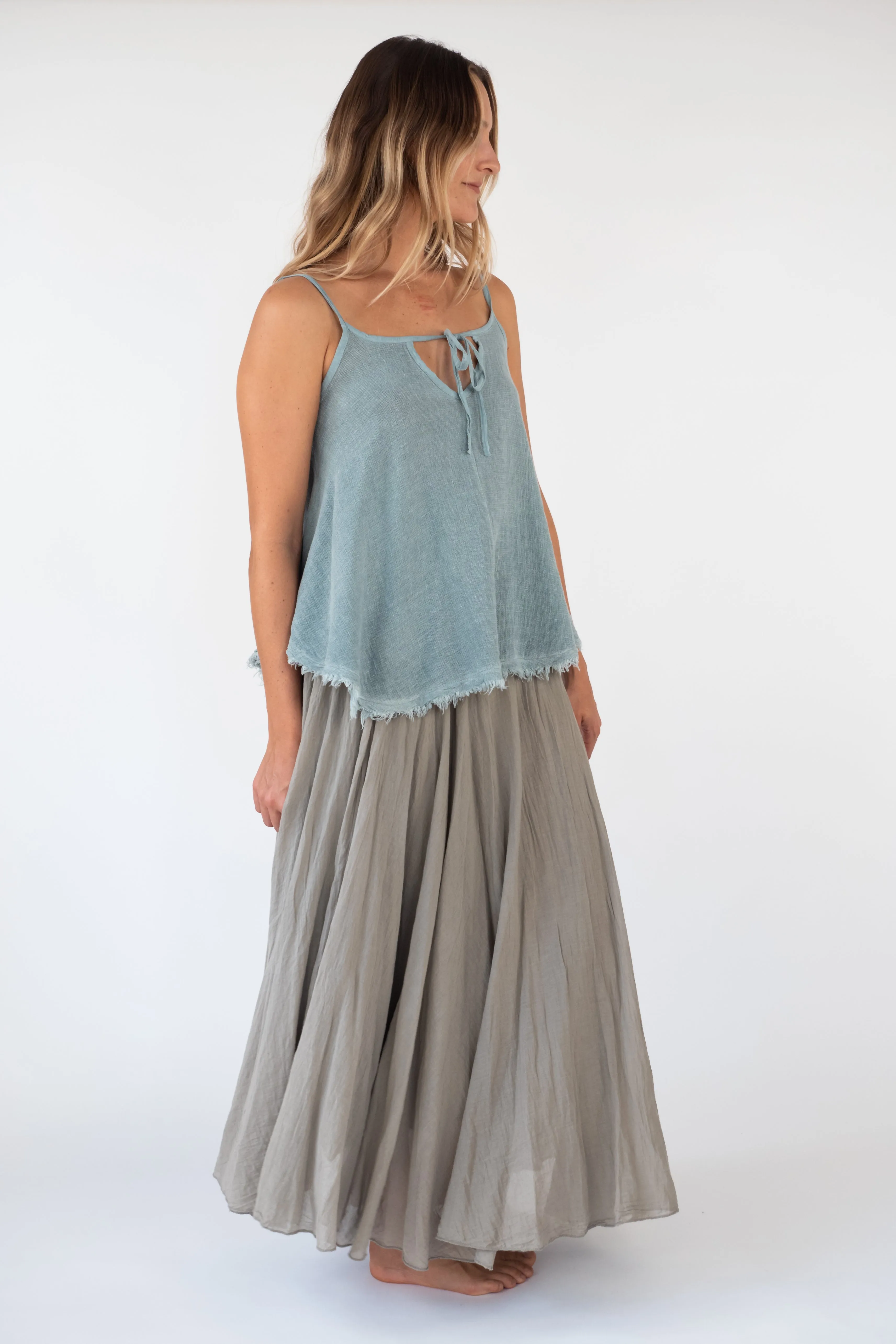 the HUAKAI Linen/ cotton mesh Tank Top