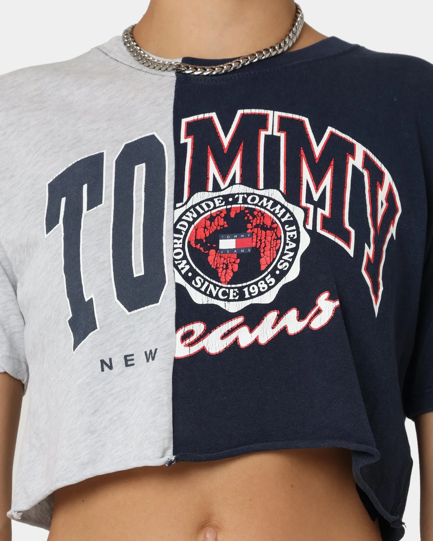 Tommy Jenas Women's Cropped College T-Shirt Twilight Navy