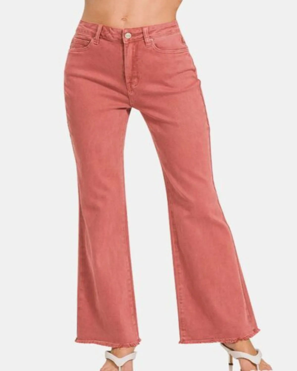 Washed Frayed Hem Bootcut Jeans