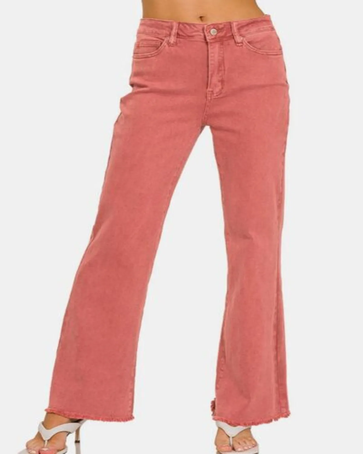 Washed Frayed Hem Bootcut Jeans