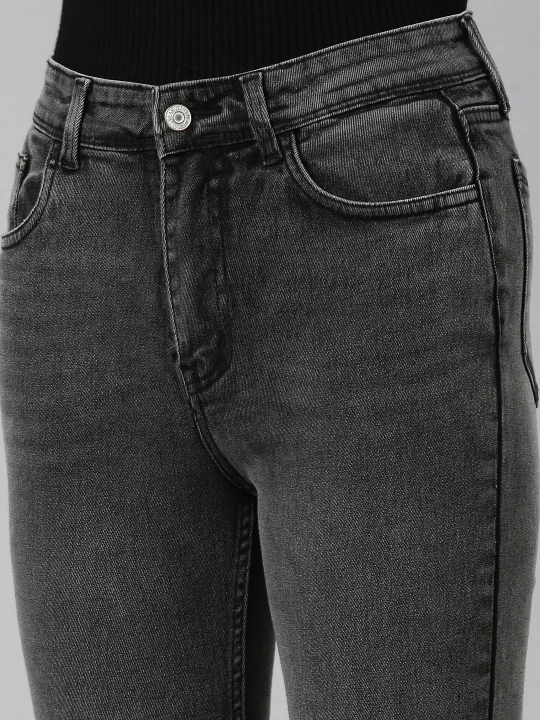 Women Grey Jean Bootcut Light Fade High-Rise Denim Jeans