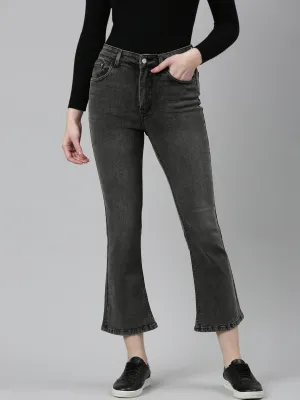 Women Grey Jean Bootcut Light Fade High-Rise Denim Jeans