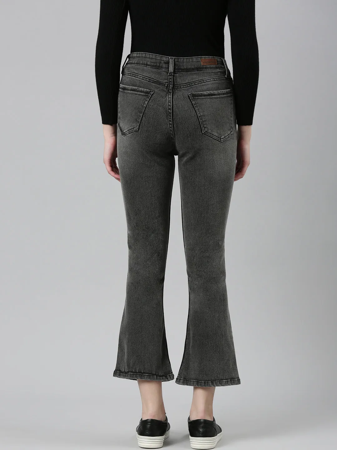 Women Grey Jean Bootcut Light Fade High-Rise Denim Jeans