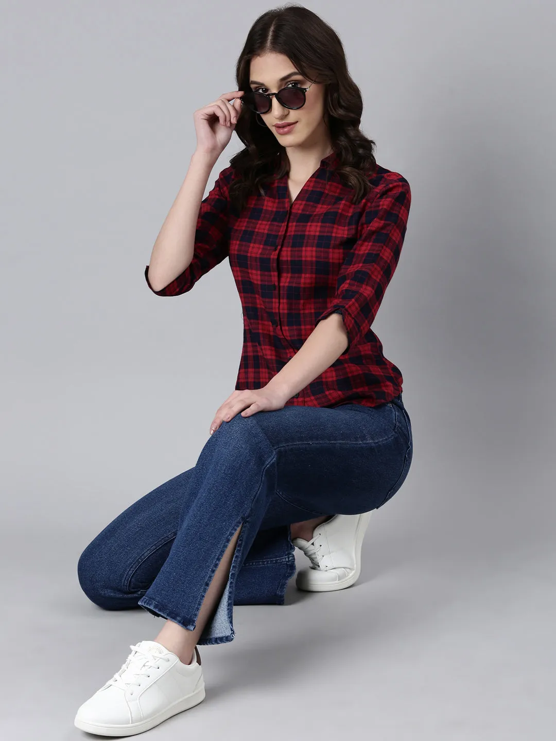 Women Navy Blue Bootcut Denim Jeans