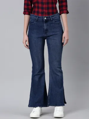 Women Navy Blue Bootcut Denim Jeans