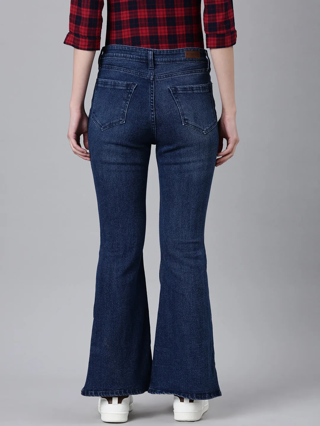 Women Navy Blue Bootcut Denim Jeans