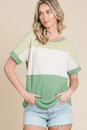 Women's BOMBOM Color Block Short Sleeve T-Shirt